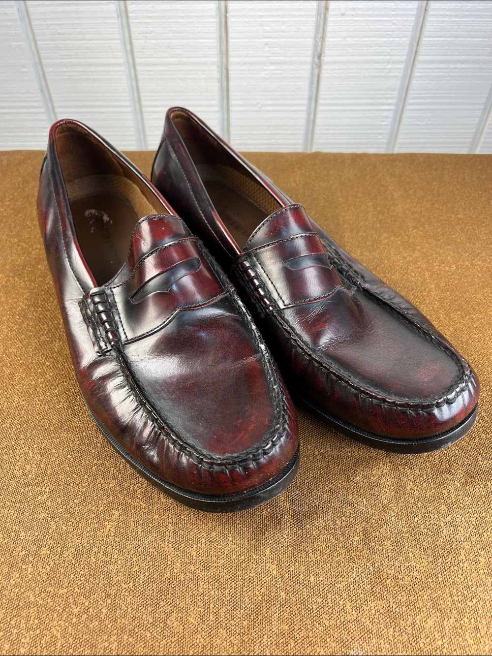 Johnston & Murphy Burgundy Leather Penny Loafers